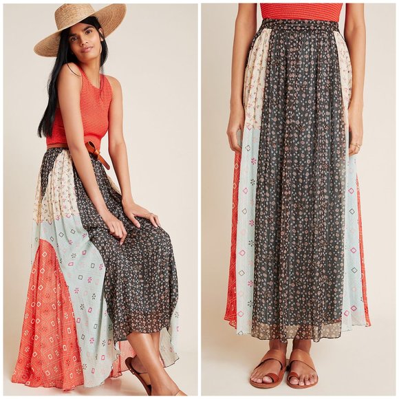 NWT Anthropologie Margot Pleated Maxi Skirt